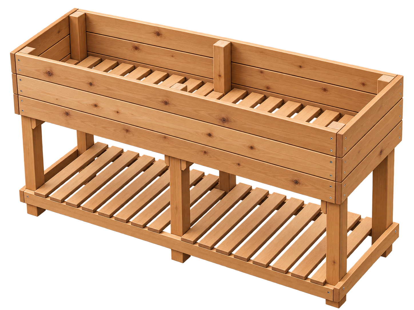 Product render of The Farmers Brown signature elevated bed.