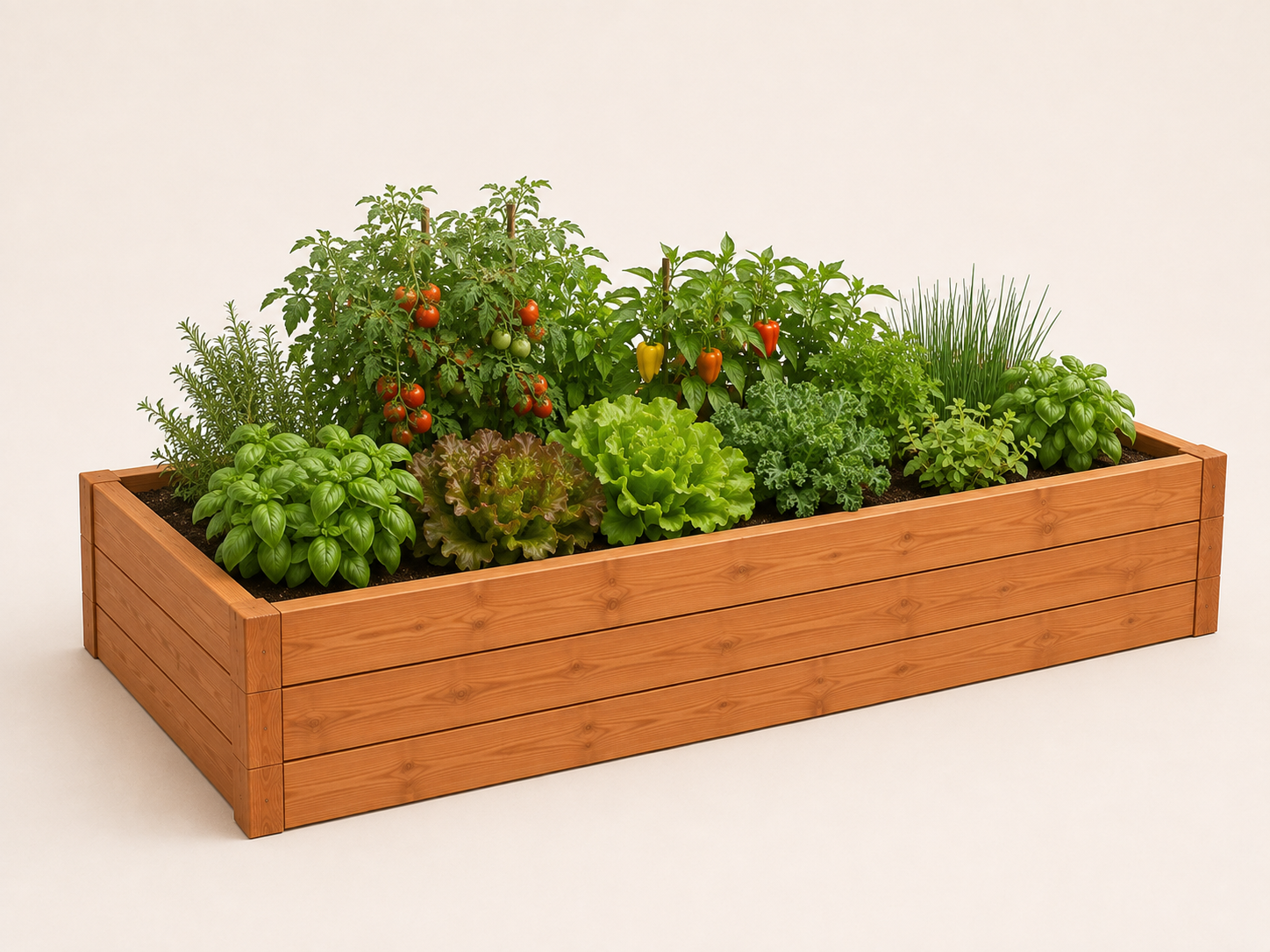 Ground-level raised garden bed.